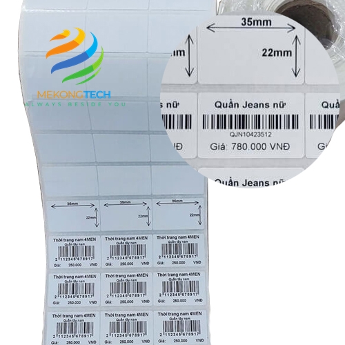 Giấy in mã vạch 3 tem HCM hay còn gọi là decal siêu thị hay 35×22